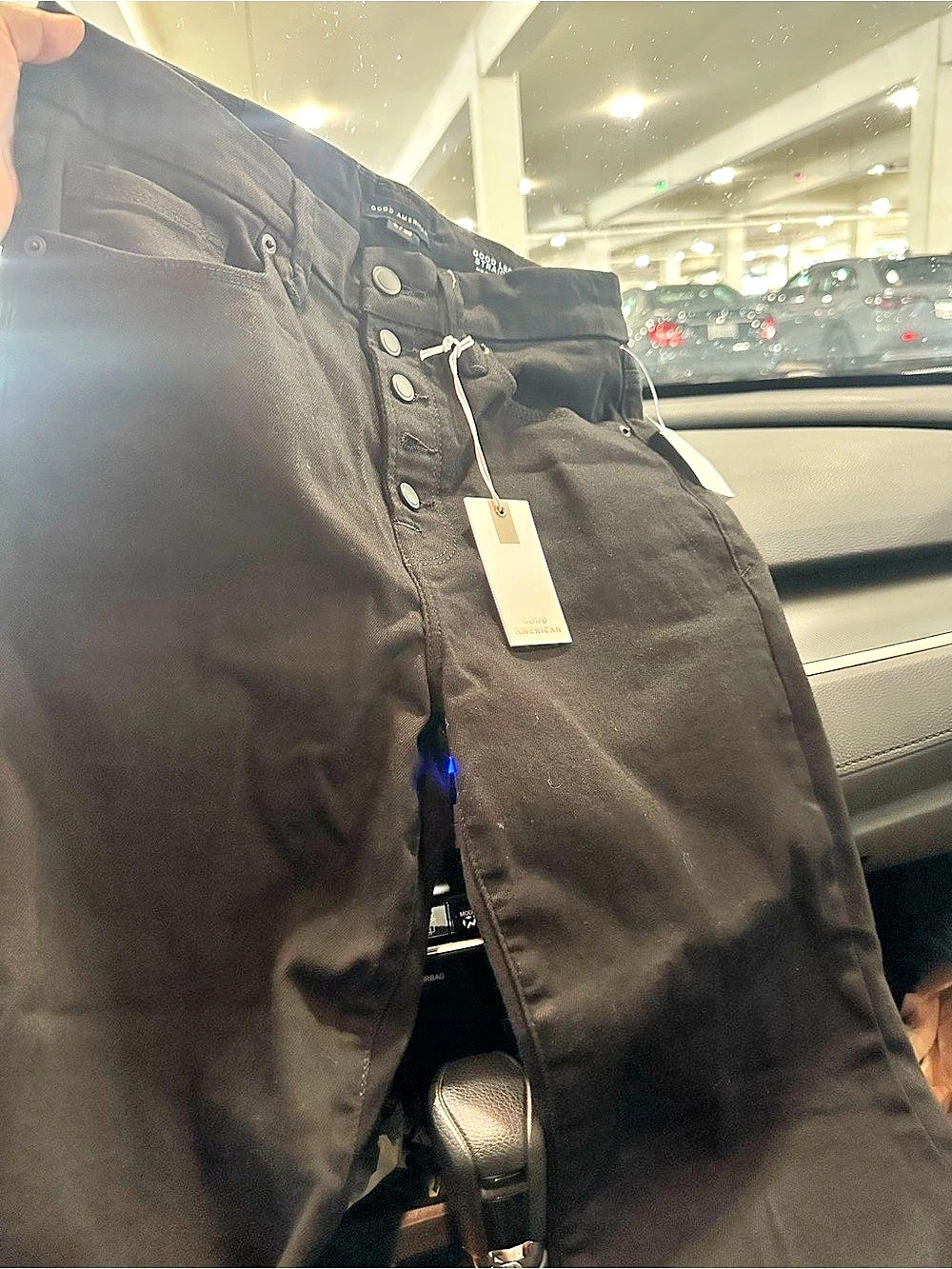 Good American Good Legs Straight Jeans Black Waist 29 size 8